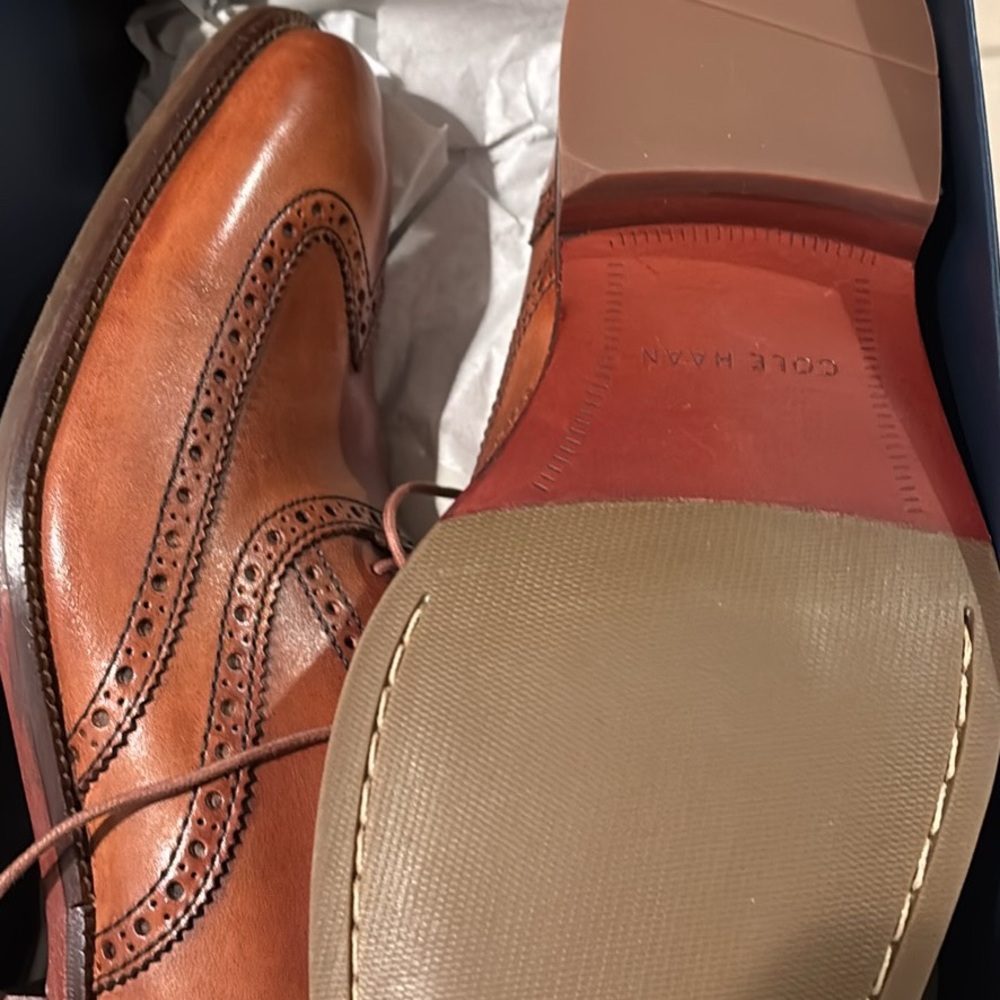 Cole Haan Tan Leather Williams Wings oxfords